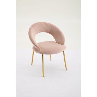 Ensemble de 1 chaises de salle à manger en velours avec dossier incurvé et pieds en métal doré pour la cuisine ou la salle à manger