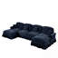 Classic U Shape 4 Seater Modular Sectional Sofa with Flared Arms, Removable Ruffles Pleats Skirts, and Movable Ottomans, Chenille Deep Seat Cloud Sofa