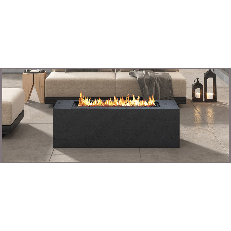 Rectangular MGO Propane Fire Pit Table 40000 BTU For Outdoor Patio Garden Backyard, Black