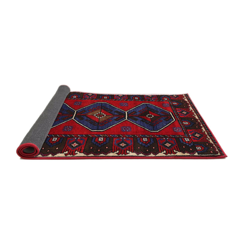 Tapis traditionnel rouge / noir, Rond 4 pi