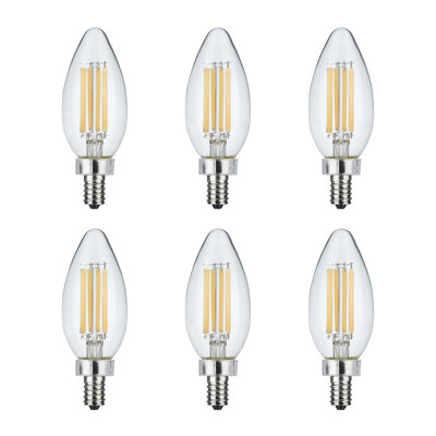 8 Watt C11 LED Clear Finish Candelabra Base 90 CRI 760 Lumens 120 Volt