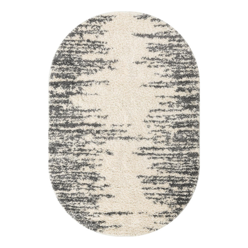 Tapis blanc / gris Knupp, Ovale 5 pi 3 po x 8 pi