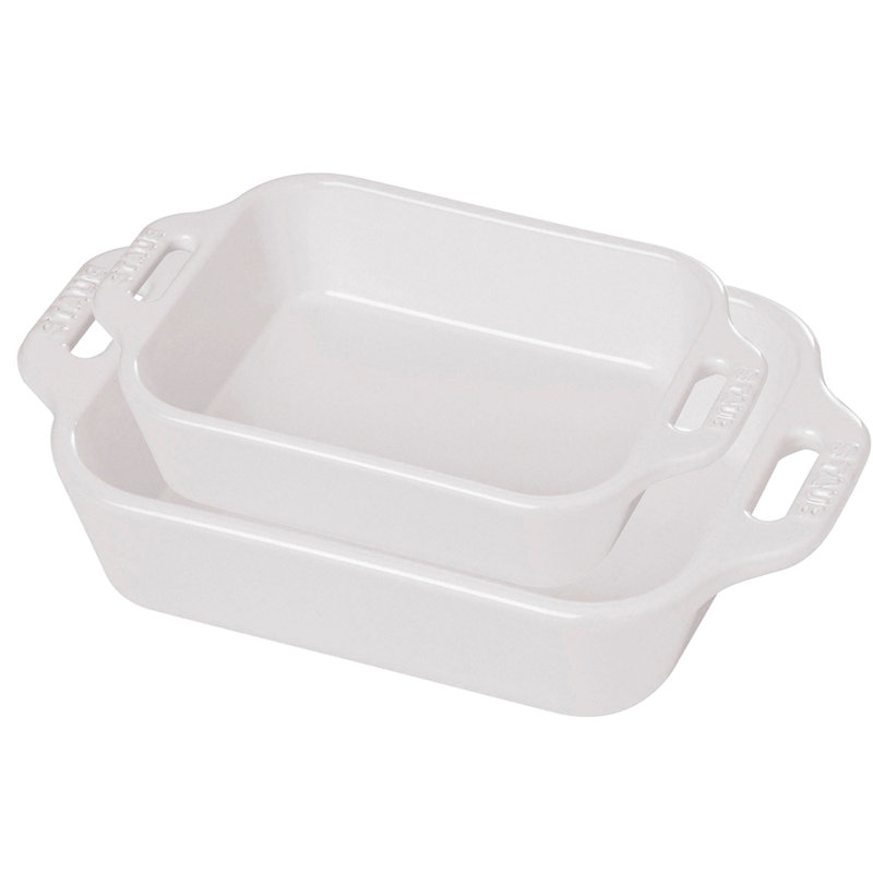 Staub Ceramic 2-piece Rectangular Baking Dish Set, White