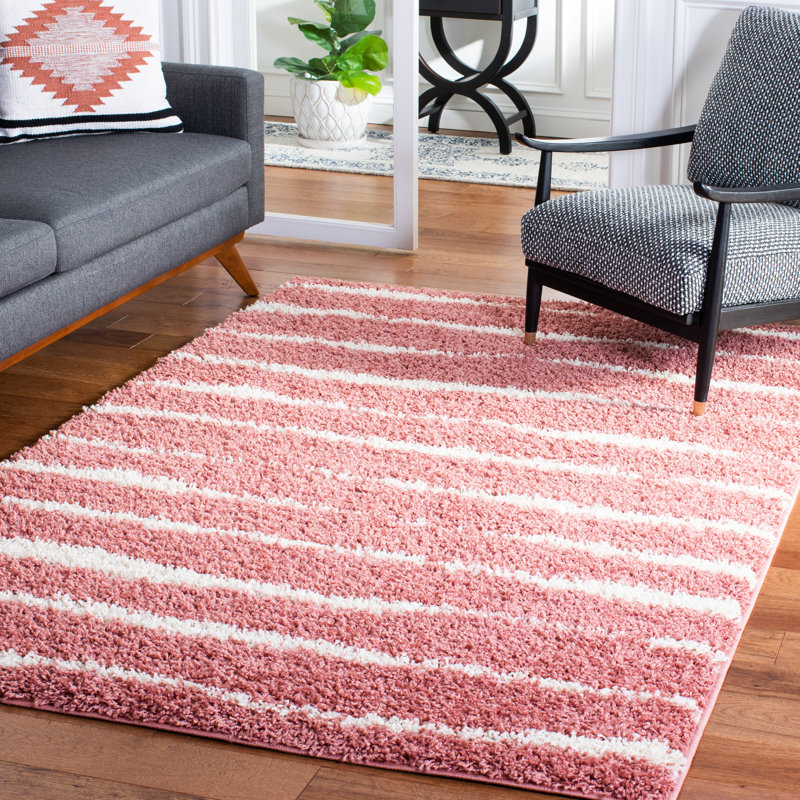 Averian Shag 603 Area Rug In Pink / Ivory, Rectangle 9' x 12'