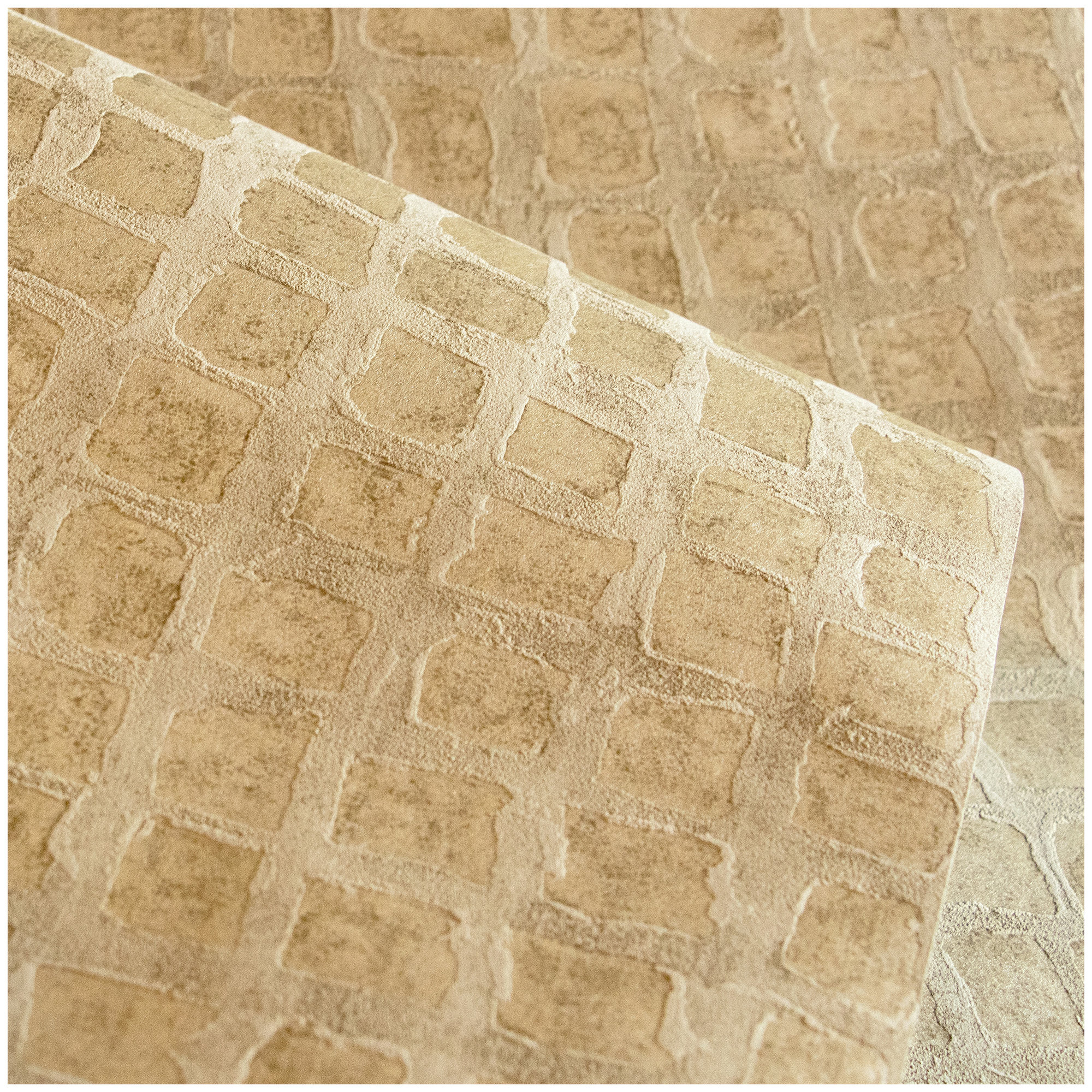 Urban Classics Collection Manhattan Metallic Loft Tiles Wallpaper Roll, Gold