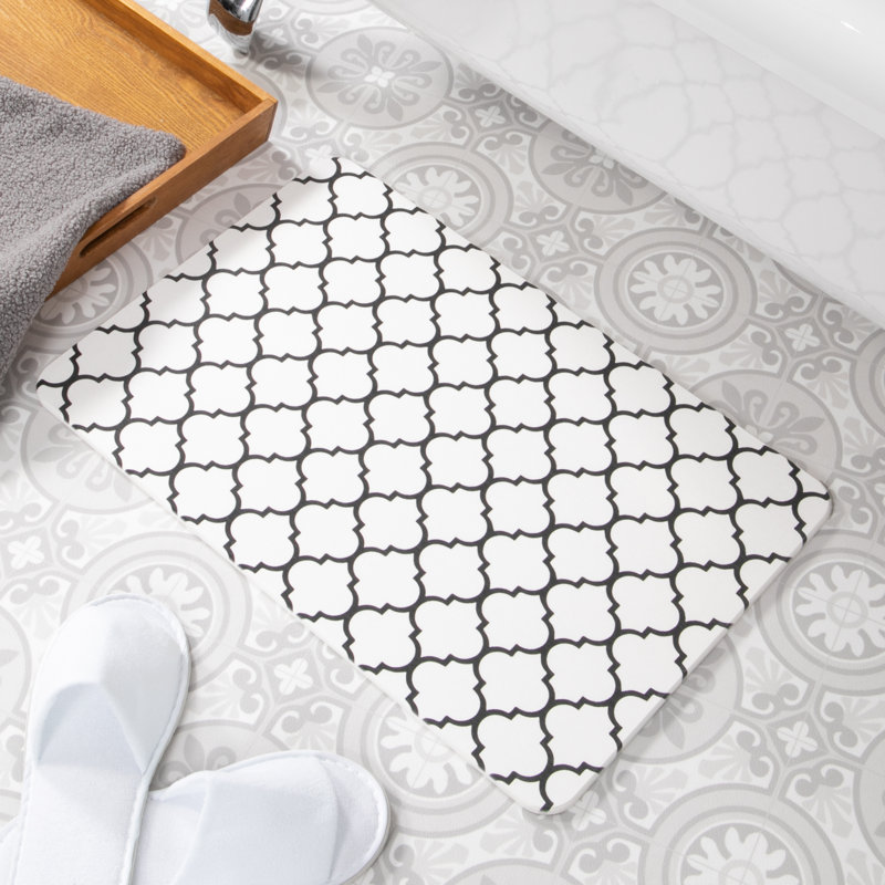 Non-Slip Bath Mat, Black/White