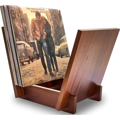 Solid Wood Vinyl Record Holder - V-Shaped Display And Storage Shelf For LP Collection, Premium Sapele Wood Record Album Stand For Home And Office Deco by George Oliver