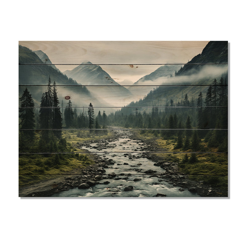 Brendia Canada Misty Mountains sur impression sur bois, H 24 po x l 32 po x P 0,78 po