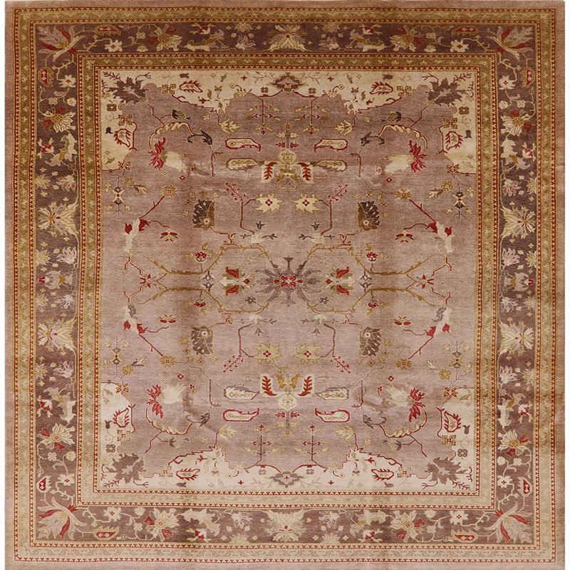 Tapis oriental brun / gris Kachig, Carré 7 pi