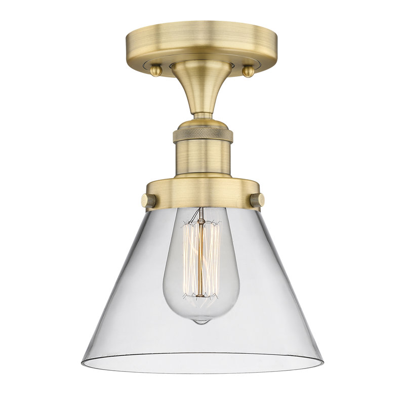 Plafonnier semi-encastré 1 lumière Cone, Laiton brossé, Clair