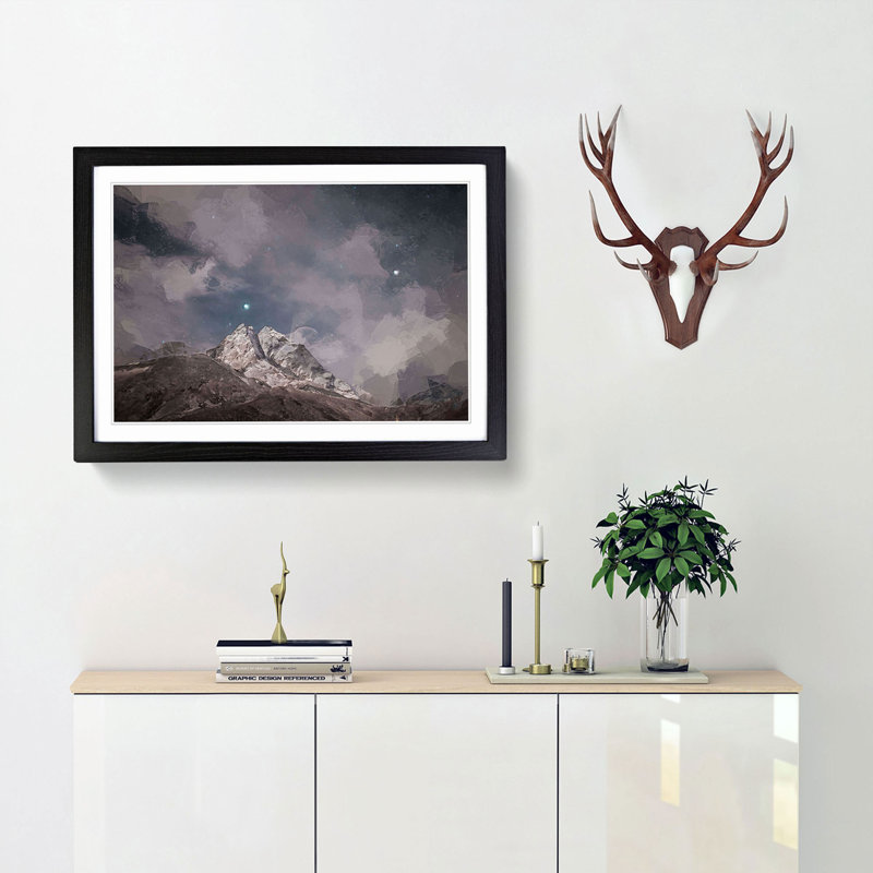 Stars Above the Himalayas - Picture Frame Graphic Art Print, 48cm H x 65cm W x 2cm D, Black Framed