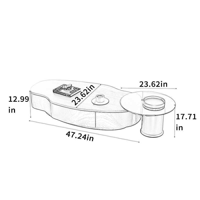 Table basse Minimalist, H 12,99 po x L 47,24 po x l 23,62 po, Noir, noir, noir, noir