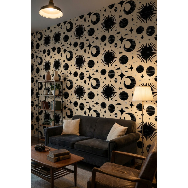 Papier peint abstrait moderne avec motif floral autocollant, Non-Woven Non-Pasted