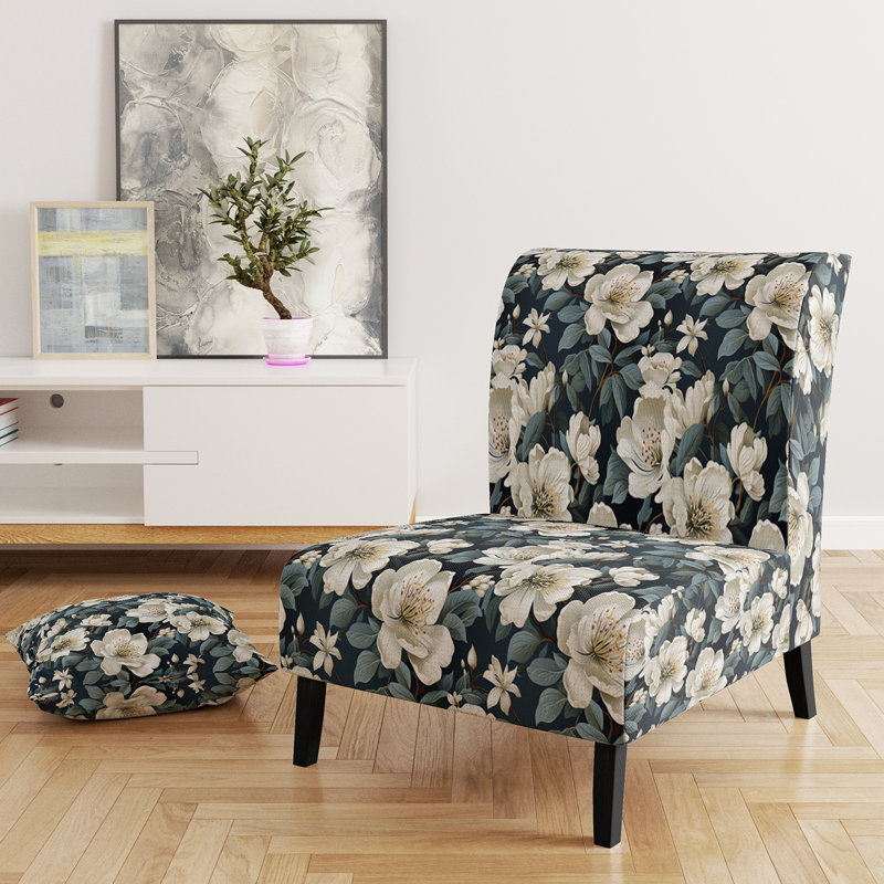 Rustic Victorian Brocade Victorian Motif - Chaise d'appoint de chalet rembourrée à motif floral