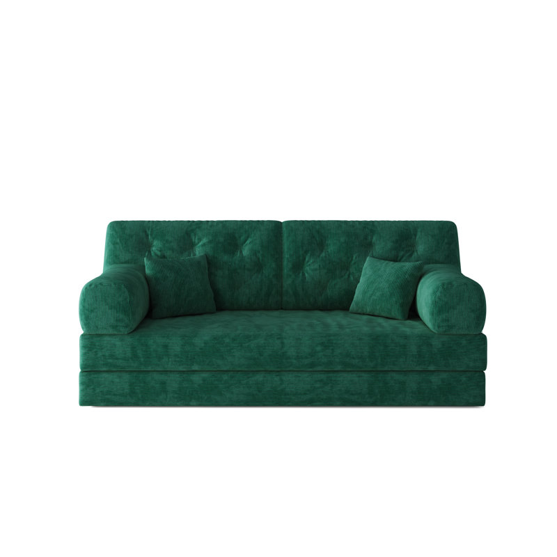 Lit confortable convertible de 78,8 pouces avec plancher de bloc de pudding modulaire - debout pour le salon et la chambre à coucher, tissu en velours côtelé lavable amovible, profondeur d'assise de 70 cm, formes variables, trois