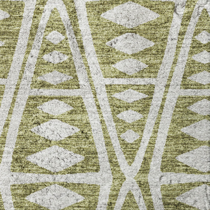 Tapis bohème ADS112, Olive, 9 pi x 12 pi