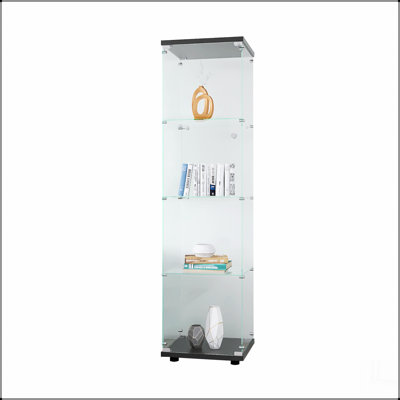 Vitrine en verre avec 4 tablettes et porte