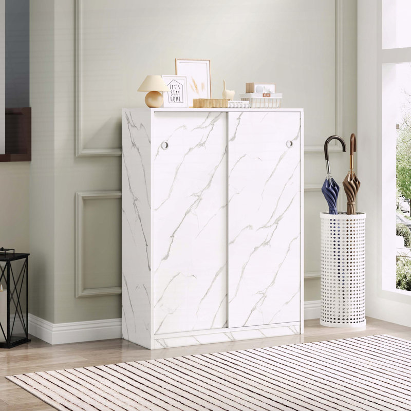 Armoire à chaussures 6 portes Marble, Blanc