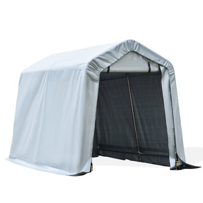 6' X 8' Carport Garage Tent, Heavy Duty With Cover And Double Zipper Doors, For Motorcycle Bike Garden Tools, Gray Storage, Pe Motorcycle, Bike,