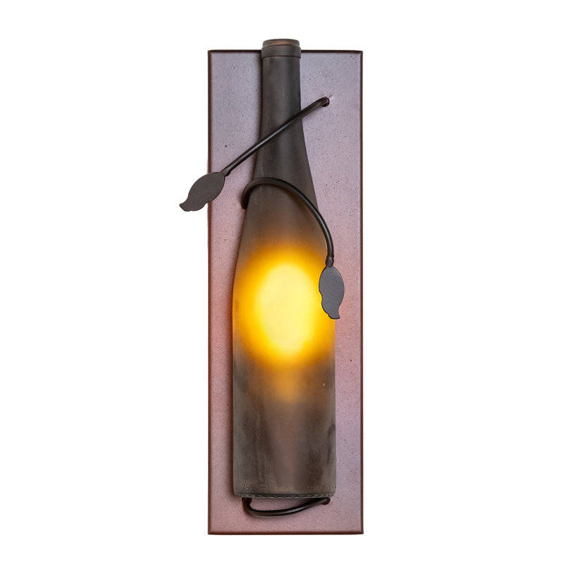Tuscan Vineyard Wine Bottle 1 - Light Flush Mounted Sconce, Black, Blue, T6.5