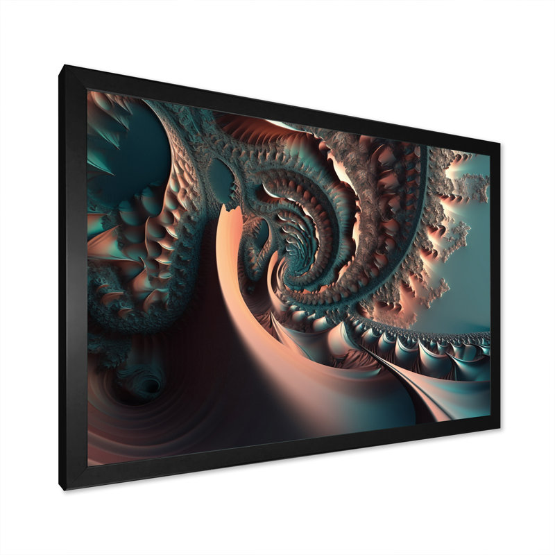 «Turquoise Fractal Mystery III», reproduction sur toile, H 24 po x l 32 po x P 1 po, Impression noire sur toile encadrée