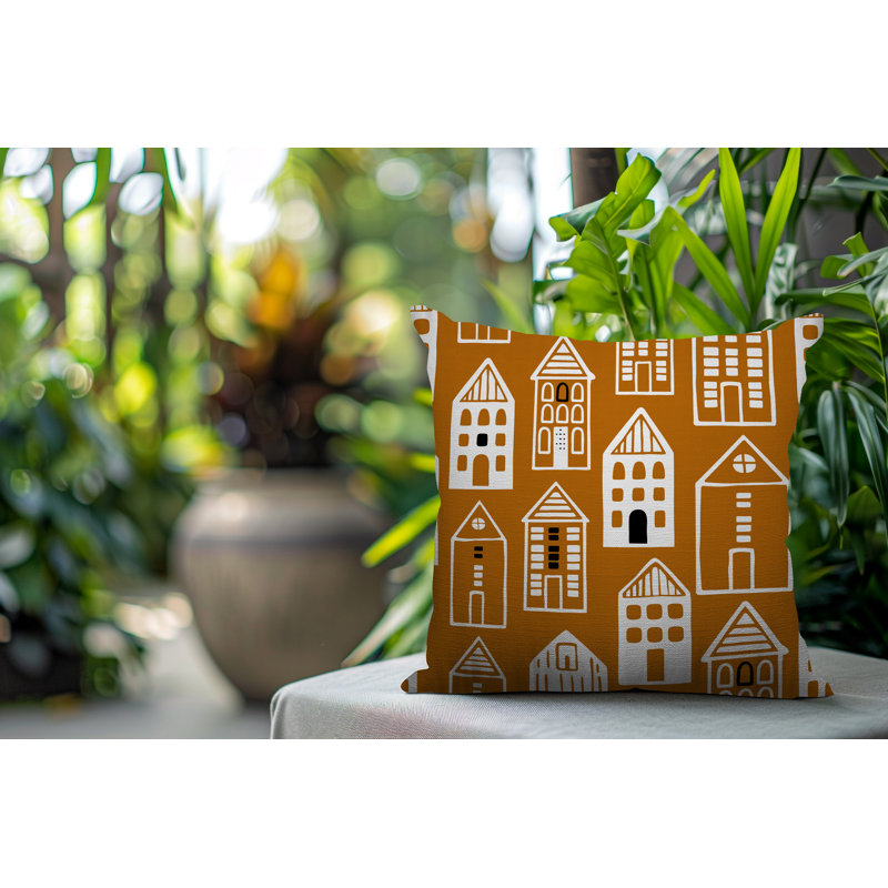 Oreiller carré réversible intérieur / extérieur Kito, Carré 15 po, Orange