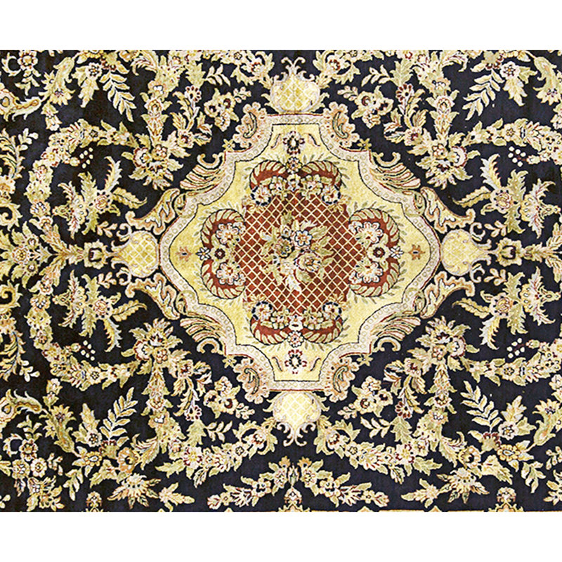 Tapis noir et rouge de haute qualité, noué à la main