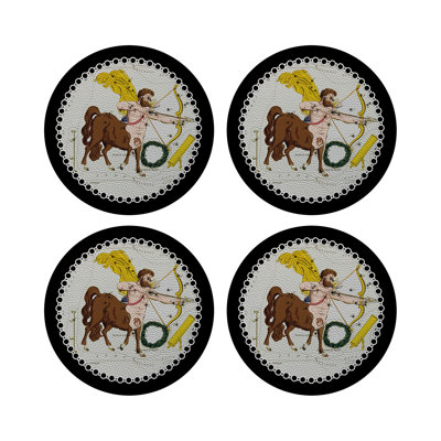 Zodiac Sagitarius Vegan Leather Round Pebble Placemat