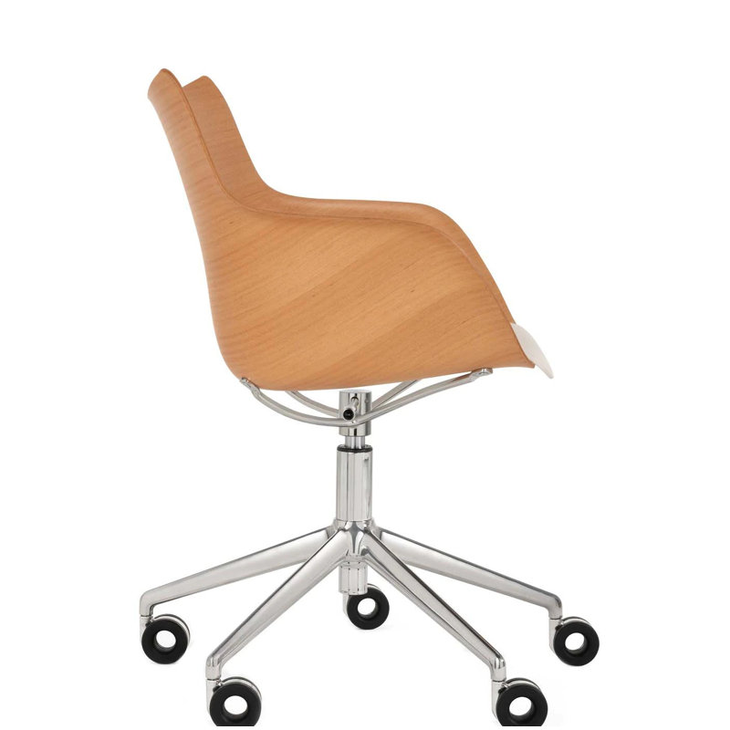 Q/Wood Swivel Task Chair, Light Wood/Chrome