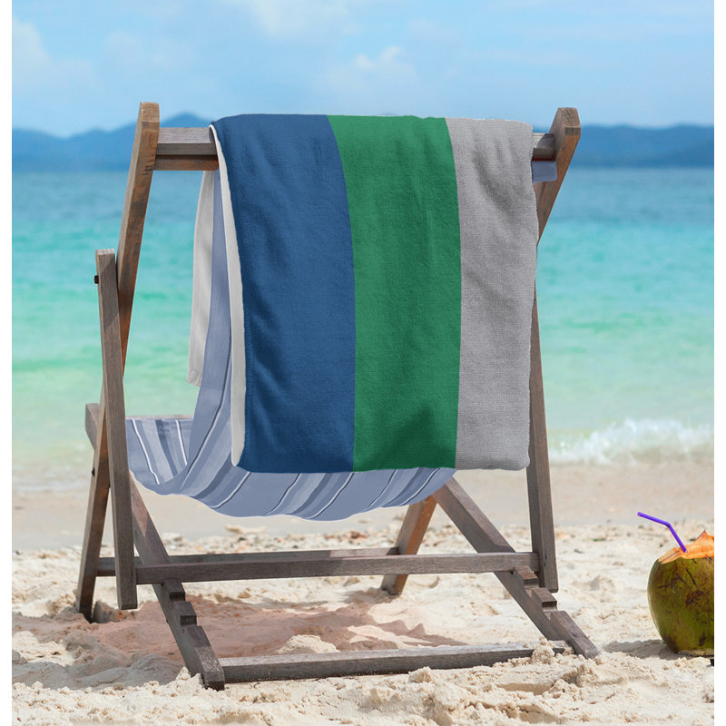 Vancouver Lightweight Beach Towel, Dark Blue/Green/Cool Gray, Poly/Cotton