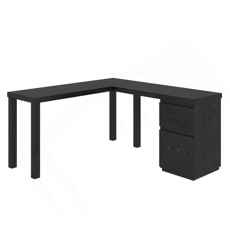 L-Shaped Desk, Black Finish