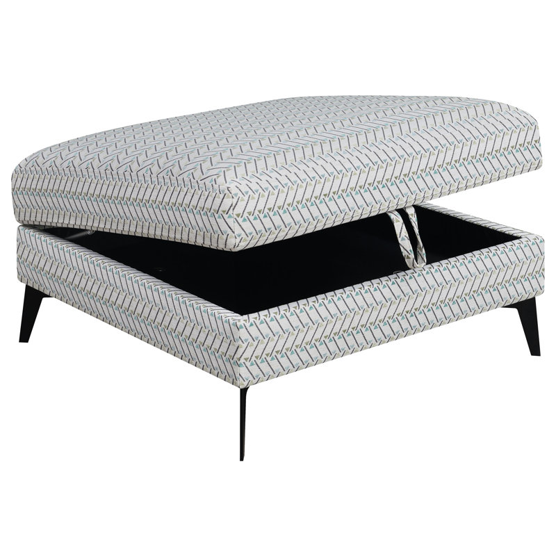 Repose-pieds de rangement gris et noir avec compartiment caché, design minimaliste moderne | Idée de cadeau