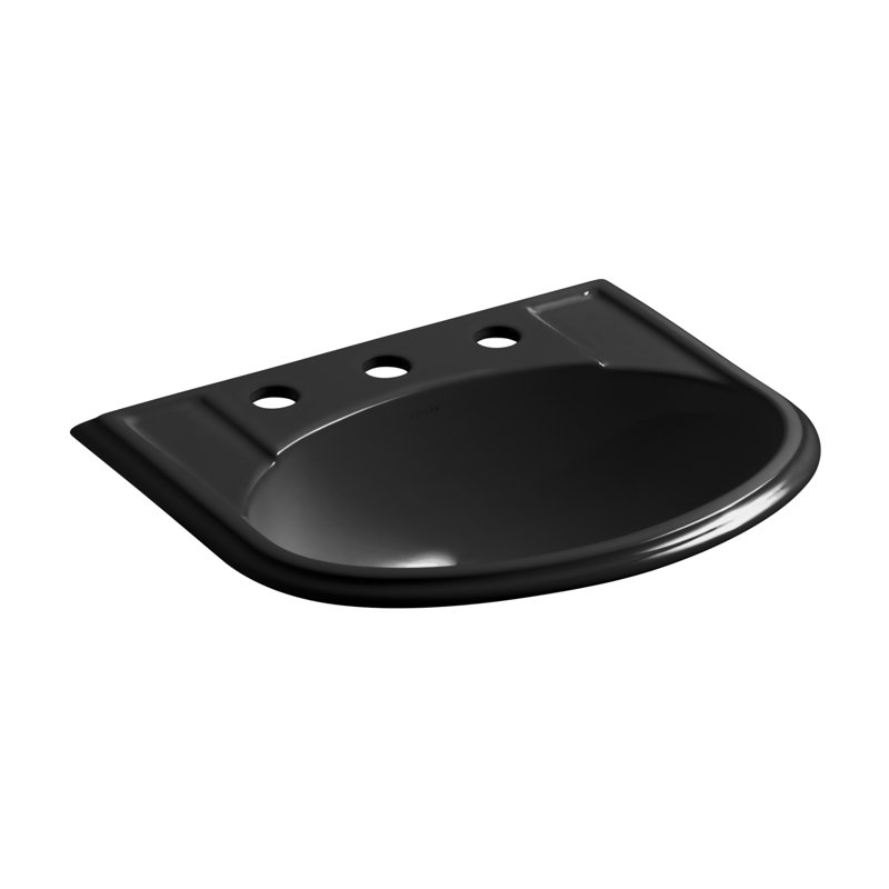 Devonshire Ceramic U-Shaped Drop-In Bathroom Sink with Overflow, Black Black