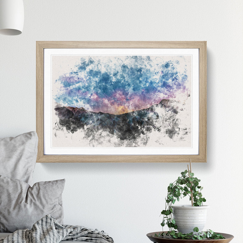 Colourful Starsthe Mountain - Framed Print, 24cm H x 33cm W x 2cm D, Oak Framed