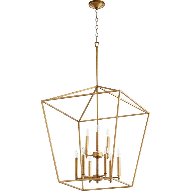 Arletta 9 - Light Dimmable Lantern Chandelier, Gold Leaf