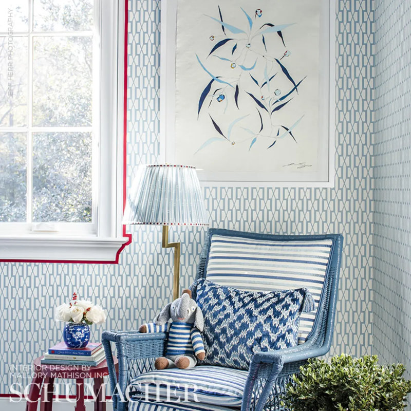 Schumacher x Veere Grenney Belvedere Wallpaper, Sky