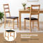 Ensemble de 2 chaises de salle à manger avec dossier creux, siège rembourré, pieds en bois d'hévéa-577361033