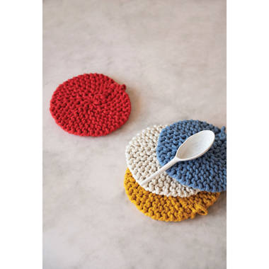 Cotton Crocheted Square Potholders in Multicolor (Set of 4)