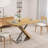 47.25 "-63" Dining Table, Original Wood Color, Seating 4-6 People, Retractable Table, Cross Metal Base And Stainless Steel Tubing(Natural)