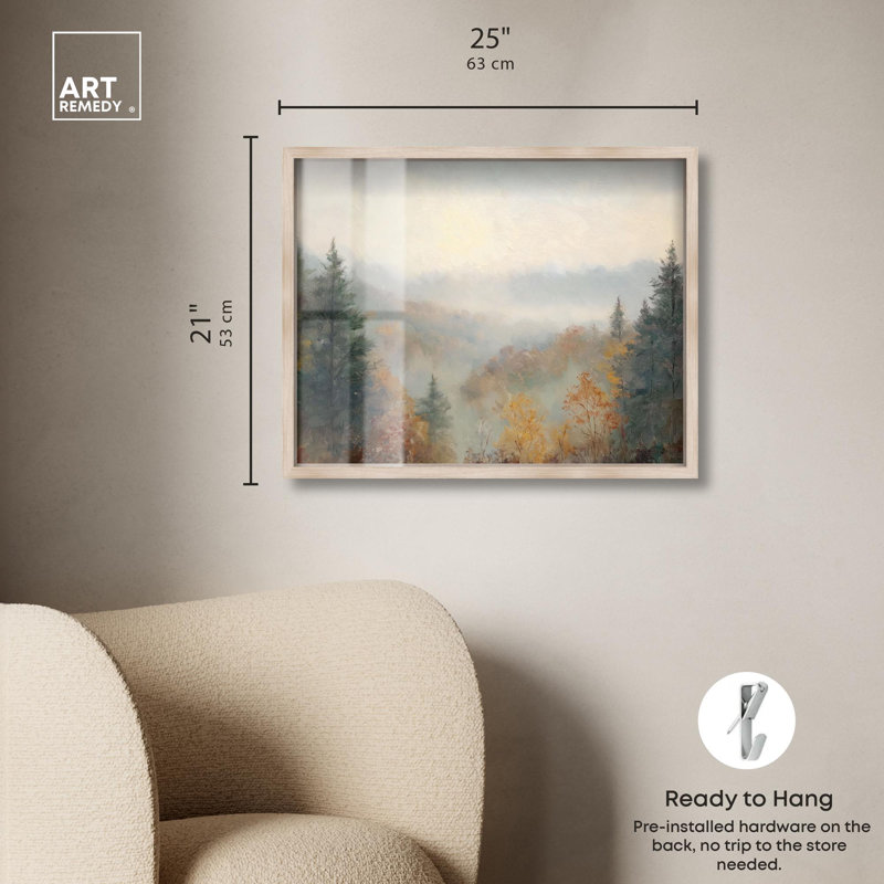 «Appalachian Mountains Shadowbox Print» par Art Remedy, H 21 po x l 25 po, Crème, crème