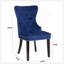 Chaises avec pieds en acier inoxydable Erica 2PC en velours capitonné bleu