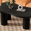 Table basse de 44 po x 25,9 po à assemblage facile avec plateau de 1,5 po d'épaisseur, table de bout irrégulière de style crème avec 3 pieds robustes, table de centre épurée à bord rond, table de bout-1911376447