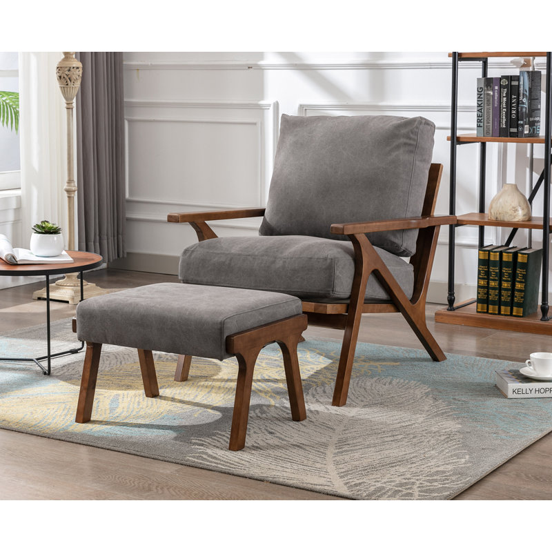 Fauteuil avec repose-pieds l 25 po Juntier, Gris