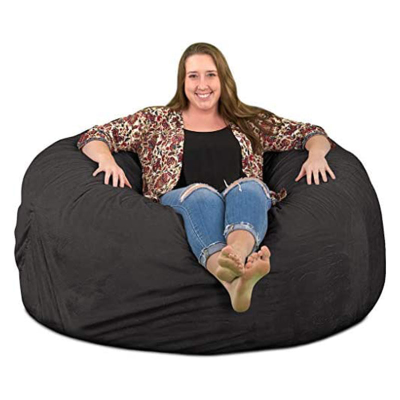  | 5 Ft Bean Bag Chair | Foam Filled - Removable Washable Cover, Grey Suede, 34" H x 58" W x 58" D, Gray Suede