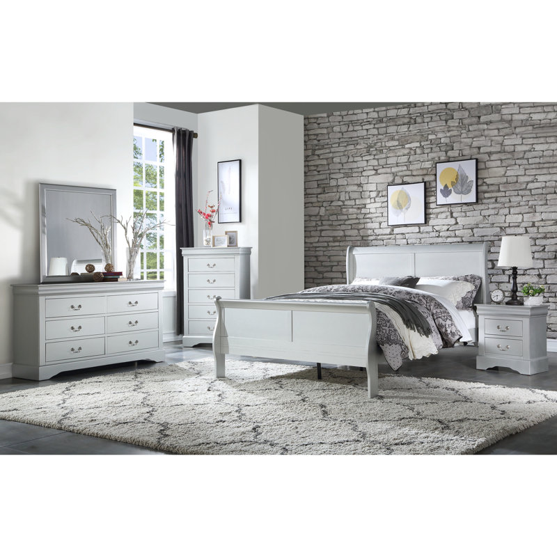 Très grand lit Timeless Platinum Profondeur, poids de 74 lb, lit élégant en bois synthétique au fini, X 90 po, structure en bois
