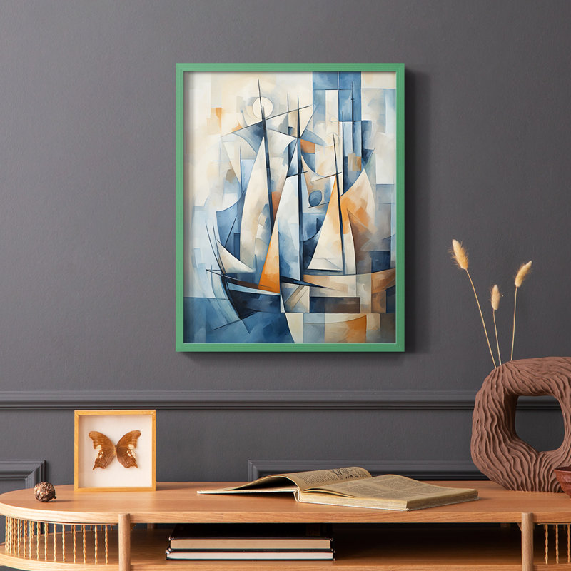 NAUTICAL Series CCCCLXXXXI - Reproduction encadrée de qualité supérieure - Prêt à être accroché - Aucun clou requis, Vert