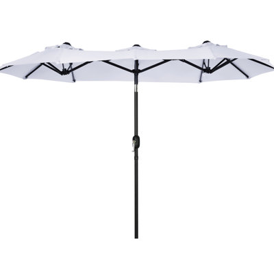 9.5' Double Patio Umbrella - Gripping Outdoor With Push Button Tilt, Crank, 3 Air Vents & 12 Ribs For Garden Deck Pool White Alluring Market Tilt And Vents, Garden, Deck,