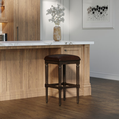  Goods Manchester 31"H Square Bar Stool, Distressed Walnut