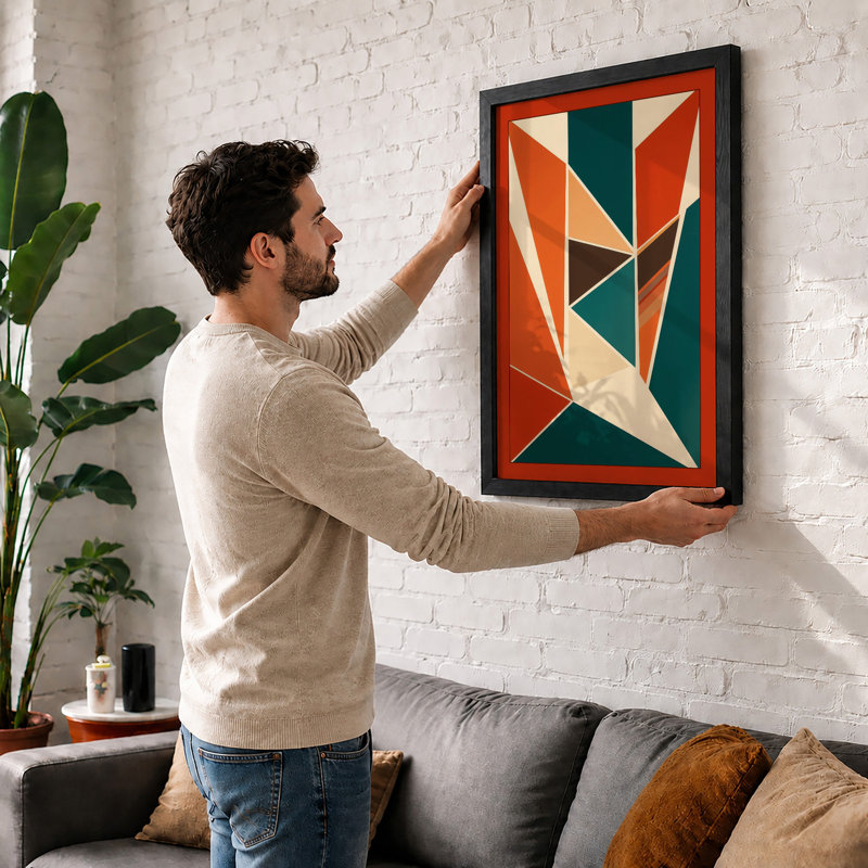 Geometric Radiance Art Deco - Framed Print, A4 - 29.7 x 21.0 cm, Walnut