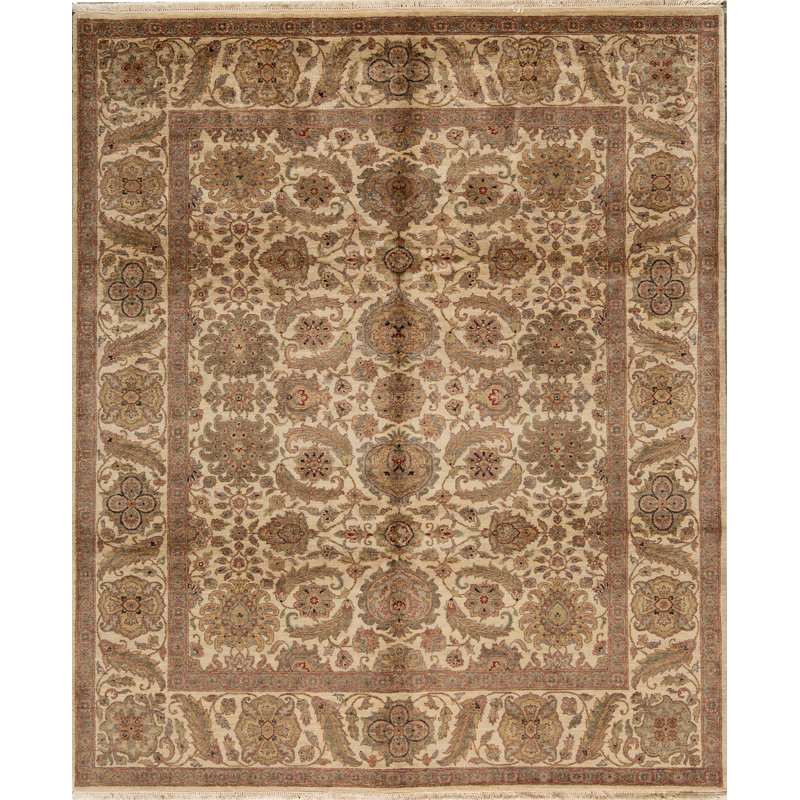 Tapis ivoire et ivoire noué à la main de haute qualité